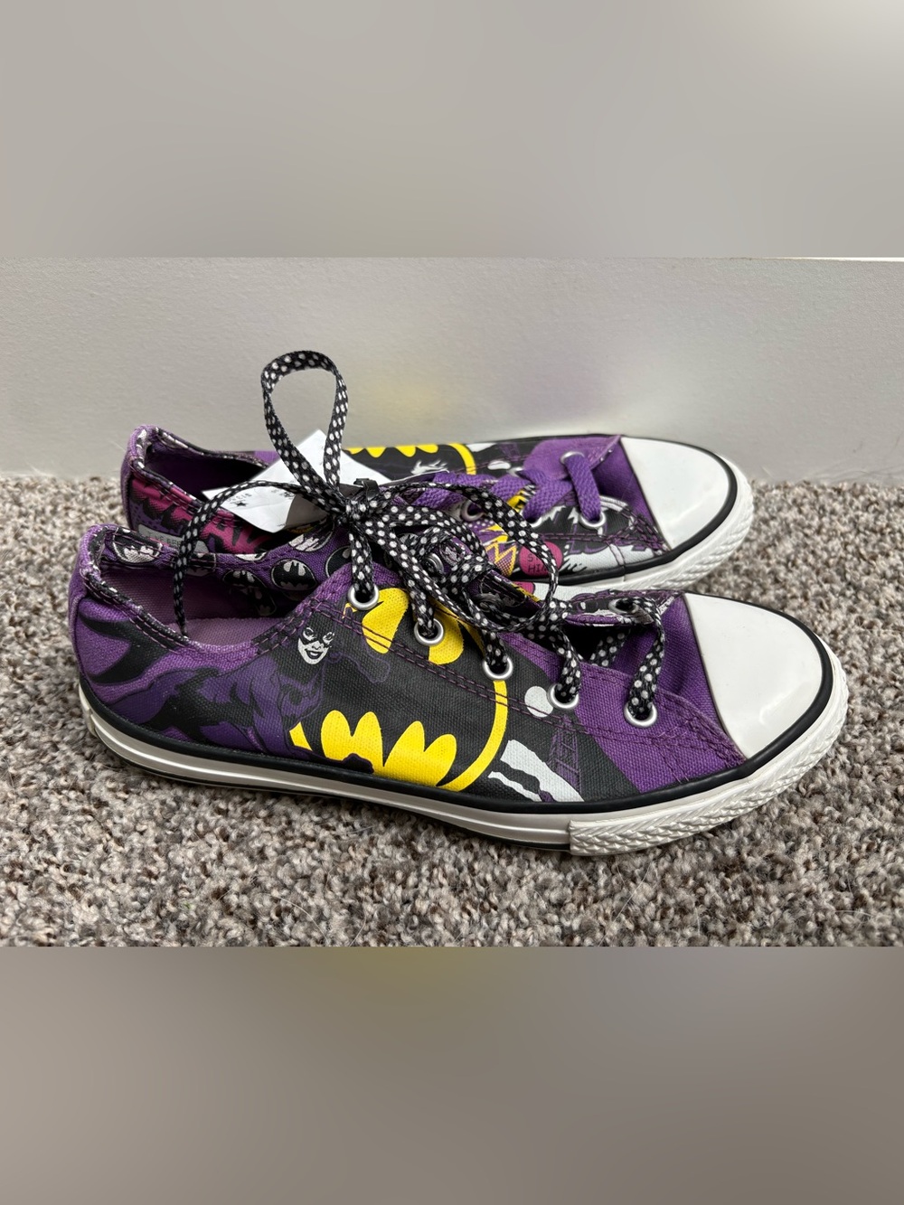 Converse All Star Batman Purple Low-Top Canvas Sneakers Big Kid Size 3Y